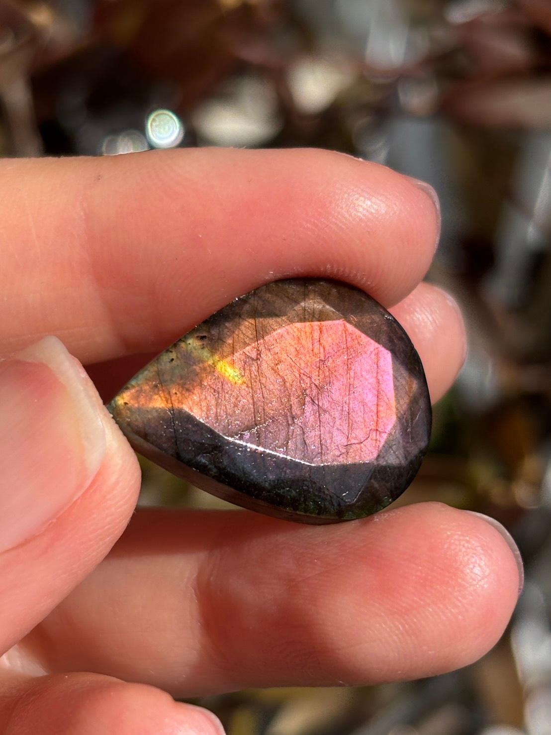 ラブラドライト ルース ドロップ型 カットルース ファセット レッド パープル 91 天然石 | 12枚目