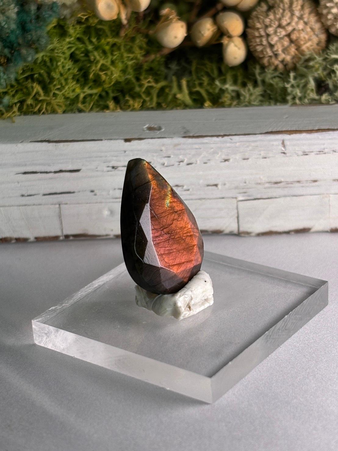 ラブラドライト ルース ドロップ型 カットルース ファセット レッド パープル 91 天然石 | 19枚目