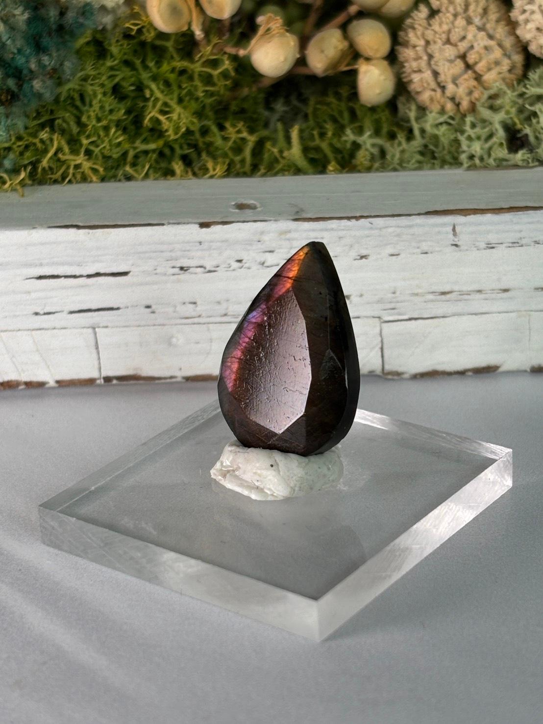ラブラドライト ルース ドロップ型 カットルース ファセット レッド パープル 91 天然石 | 20枚目