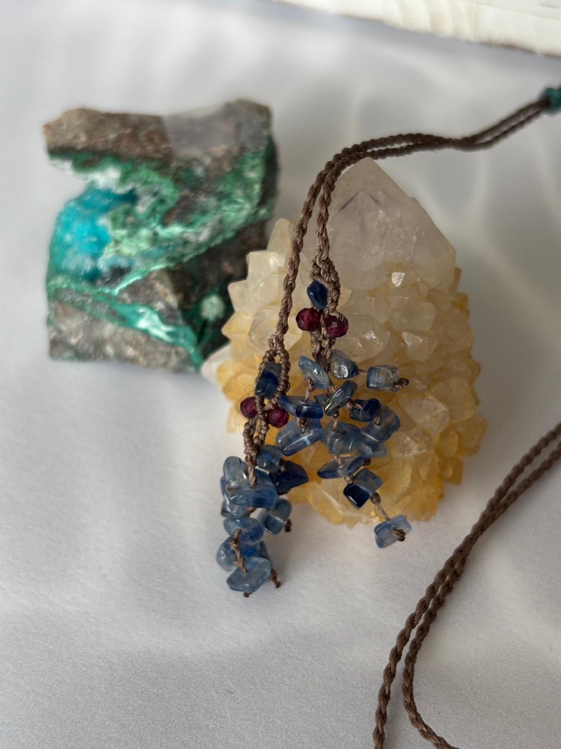 レッドコーラル|珊瑚 & ヒマラヤンクォーツ インタリオ ローズカット マクラメペンダントネックレス|天然石 | 10枚目