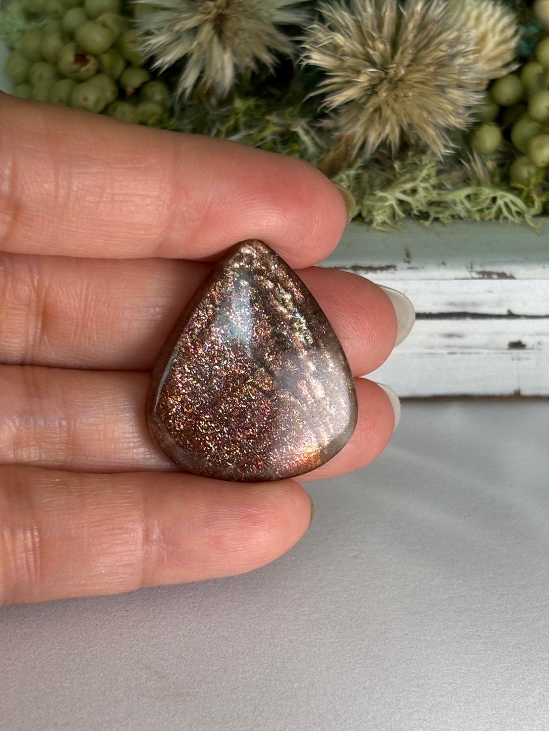 サンストーン ピンク & オレンジ ヘイズ レアレッセンス ルース カボション 大きめ 09 天然石 | 2枚目