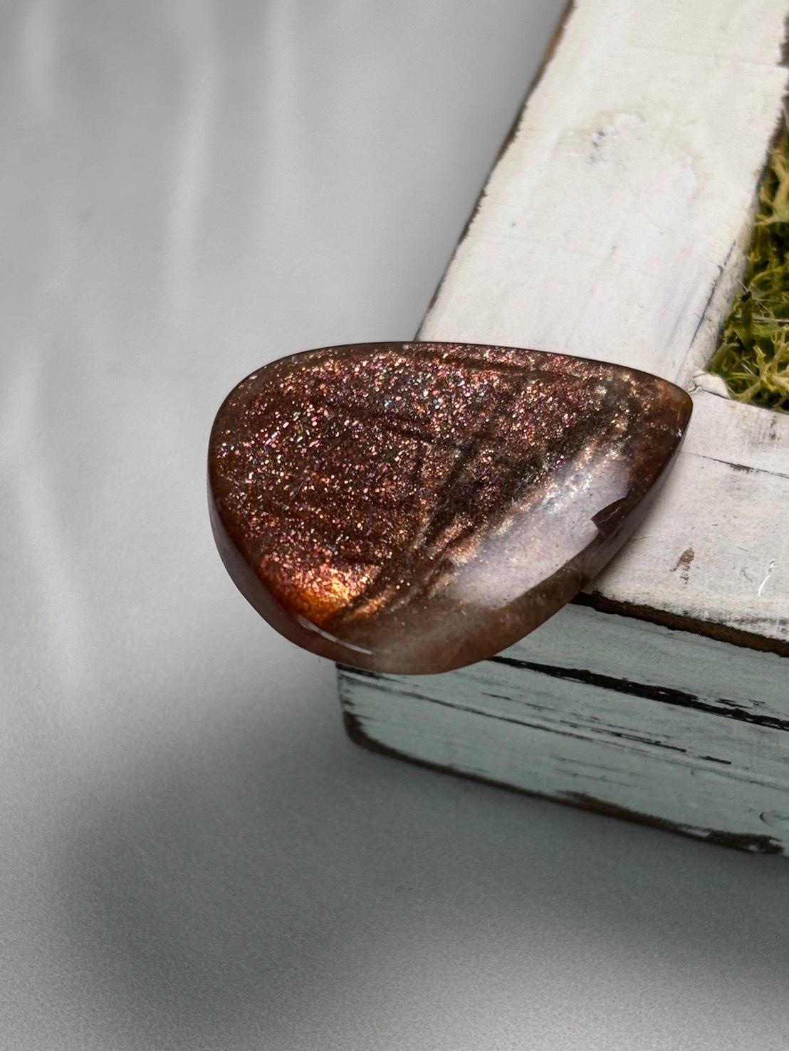 サンストーン ピンク & オレンジ ヘイズ レアレッセンス ルース カボション 大きめ 09 天然石 | 4枚目