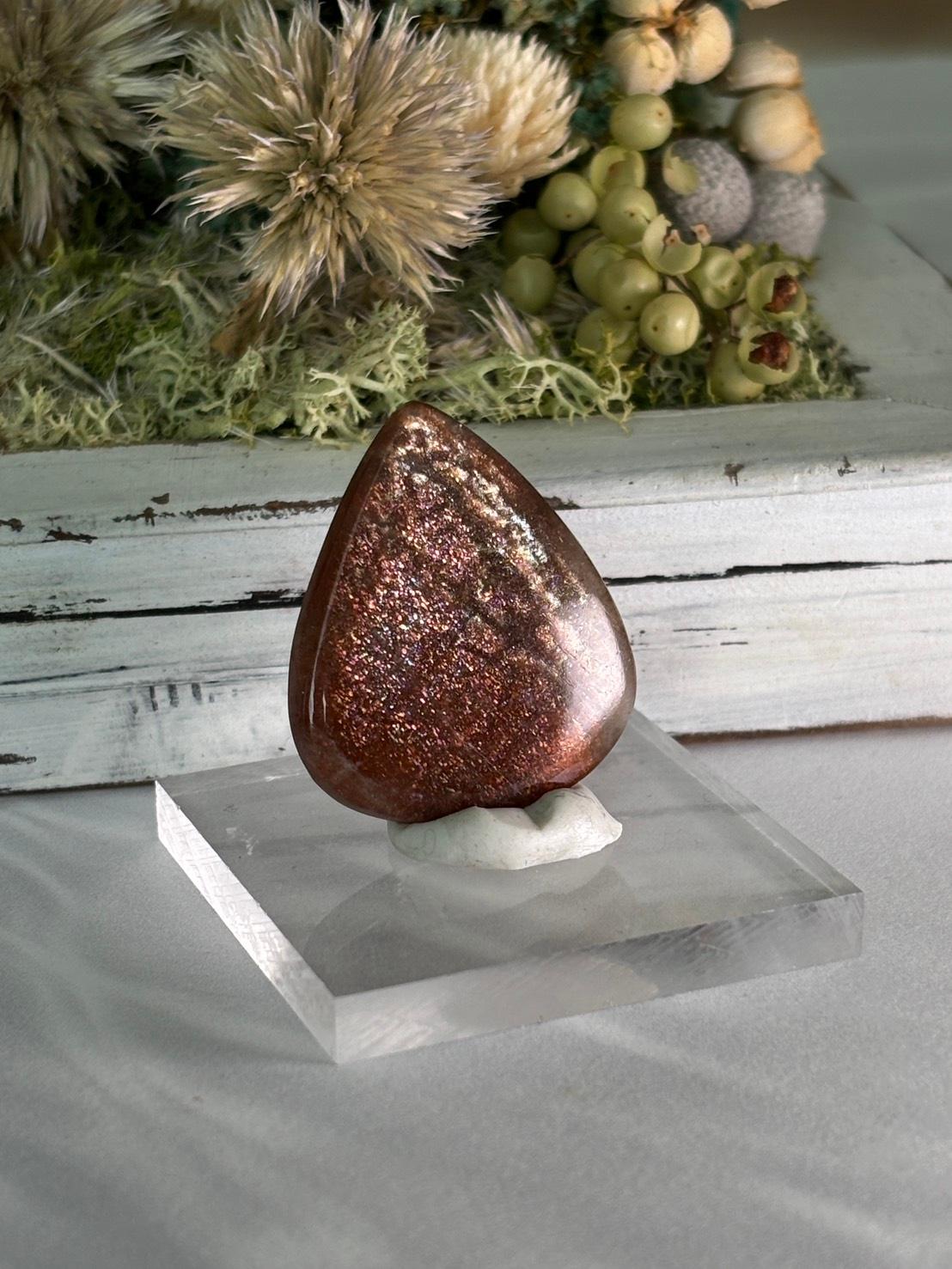 サンストーン ピンク & オレンジ ヘイズ レアレッセンス ルース カボション 大きめ 09 天然石 | 6枚目